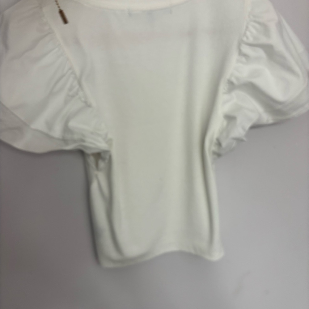White Puff Sleeve Ruffled Blouse - Picture 2 of 3